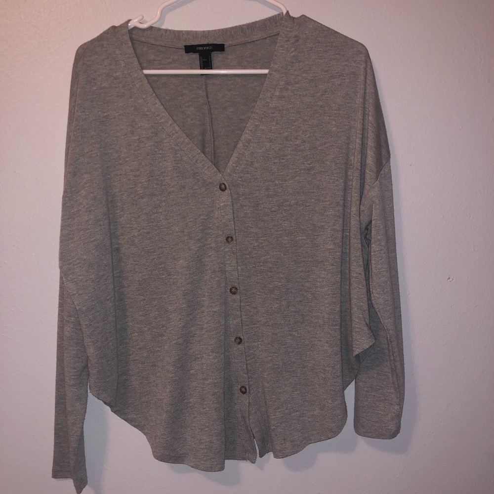 grey button down shirt/cardigan